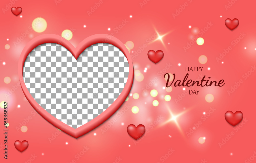 happy valentine's day pink background with space frame
