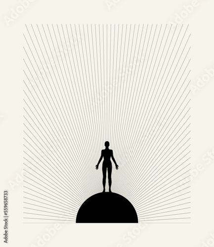 Vector minimalistic placard with illustration. Creative abstract artwork with hand drawn silhouette . Template for card, poster, banner, print for t-shirt, pin, badge, patch.