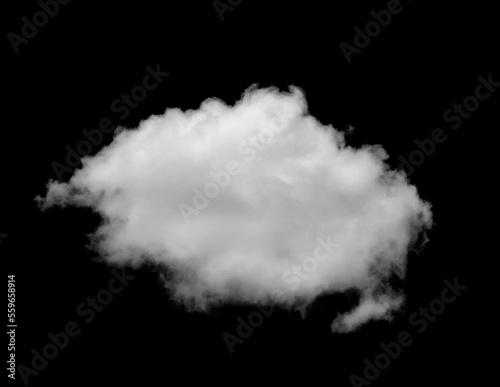 White cloud isolated on a black background realistic cloud.