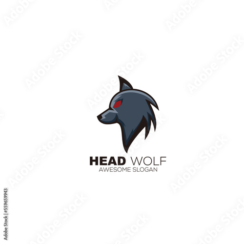 wolf head design vector logo template illustration