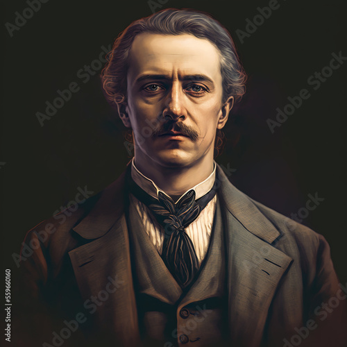 Retrato de Juan Pablo Duarte, padre de la patria, Fundador de la trinitaria en República Dominicana,. Digital art