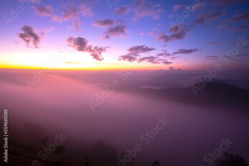 Top view Landscape of Morning Mist with Mountain Layer at Sapan nan thailand