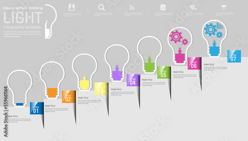  idea creative thinking light.Infographic template.light bulb shine navigate for success creative business thinking,set icon,modern Idea concept vector.