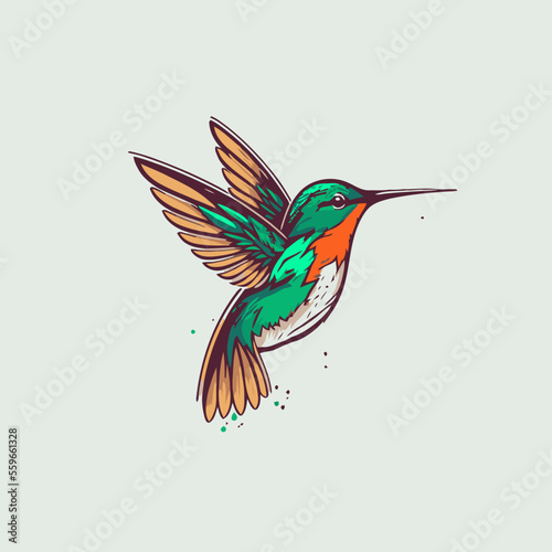 logo of Flaying hummingbird Bird Colorful vector Style. colibri icon