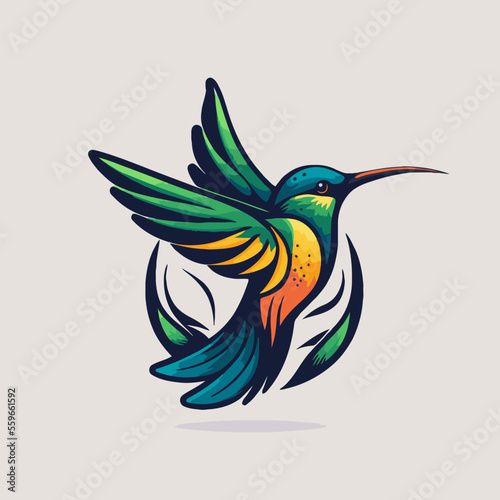 logo of Flaying hummingbird Bird Colorful vector Style. colibri icon