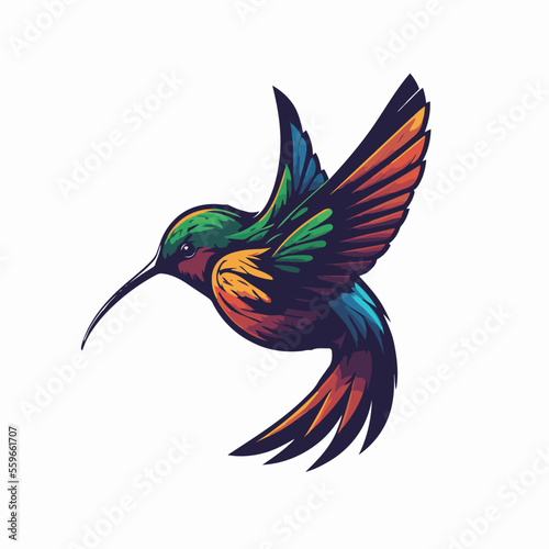 logo of Flaying hummingbird Bird Colorful vector Style. colibri icon