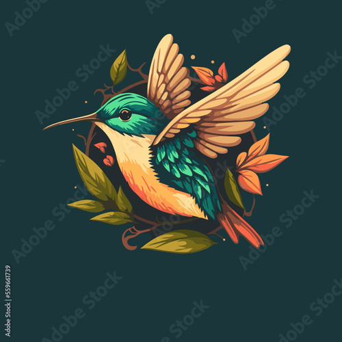 logo of Flaying hummingbird Bird Colorful vector Style. colibri icon