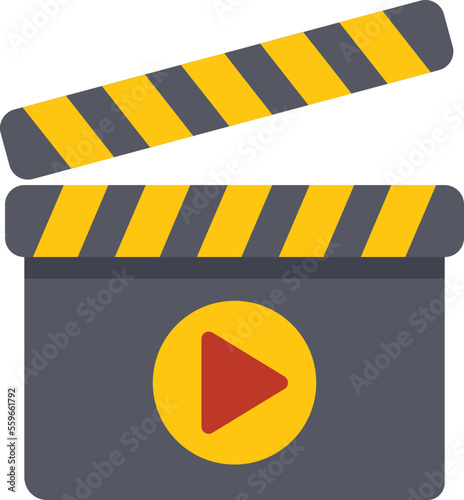 Video clipper icon flat vector. Film movie. Phone news isolated