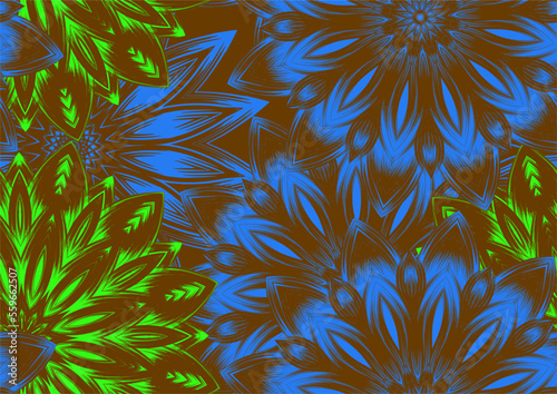 Flowers. Seamless floral background. Tracery handmade nature ethnic fabric backdrop pattern. Textile design texture. Decorative color art. Vector