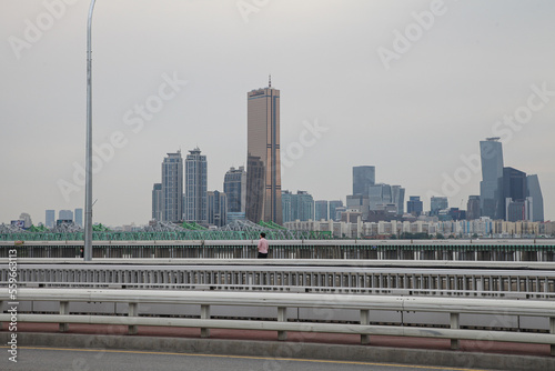city skyline with skyscrapers