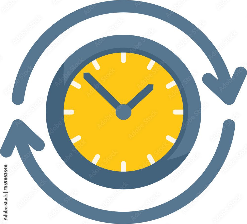 Time control icon flat vector. Project clock. Timer manager isolated Time control icon flat vector. Project clock. Timer manager isolated