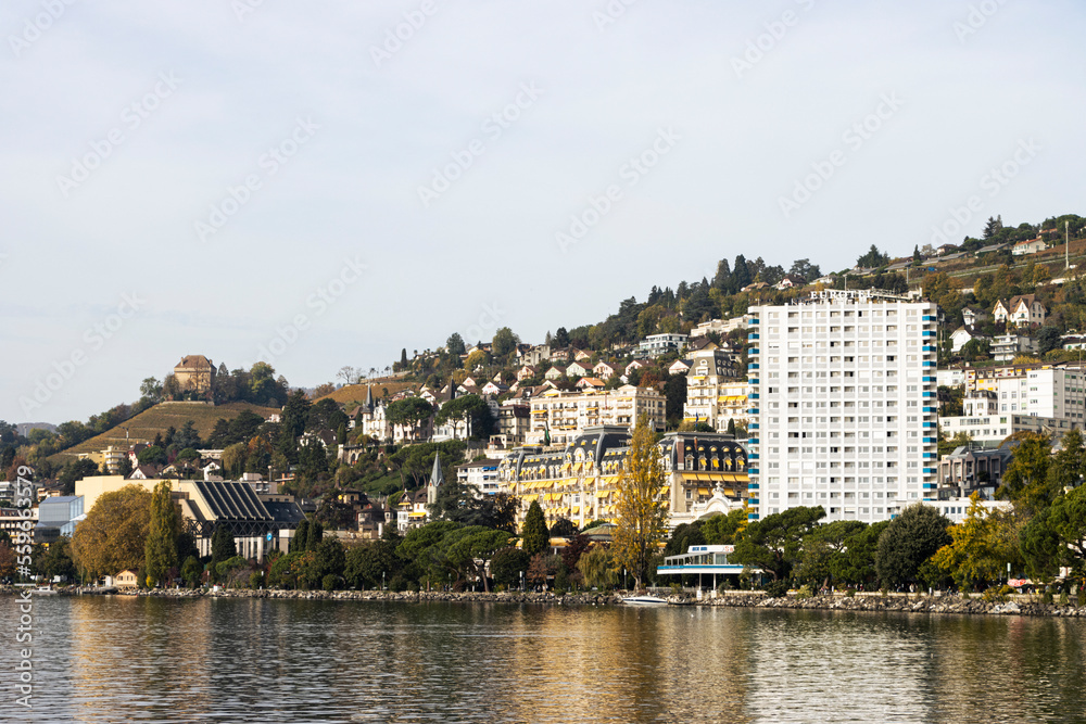 Montreux town view on Geneva Lake, Switzerland Montreux town view on Geneva Lake, Switzerland