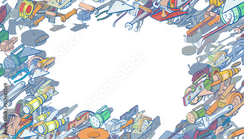 Background pattern abstract design texture. Building tools and Repair. Border frame, transparent background. Theme is about instruments, crimping, clogging, chisel, wrench, pliers, carpenter