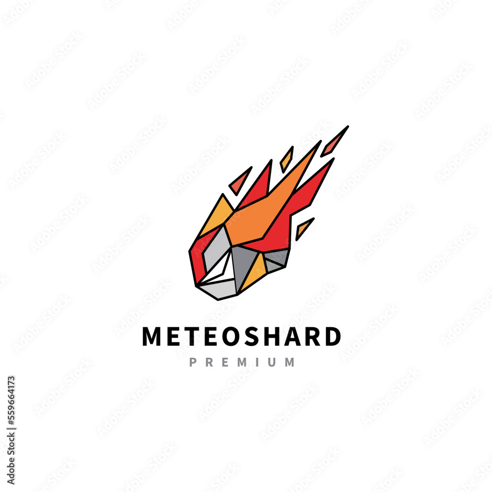 meteor shard logo design illustration with geometric style 3