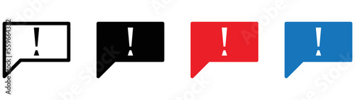 bubbles with exclamation mark icon set simple. send feedback icon collections sign symbol, vector illustration