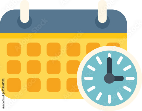 Calendar time icon flat vector. Work control. Task team isolated