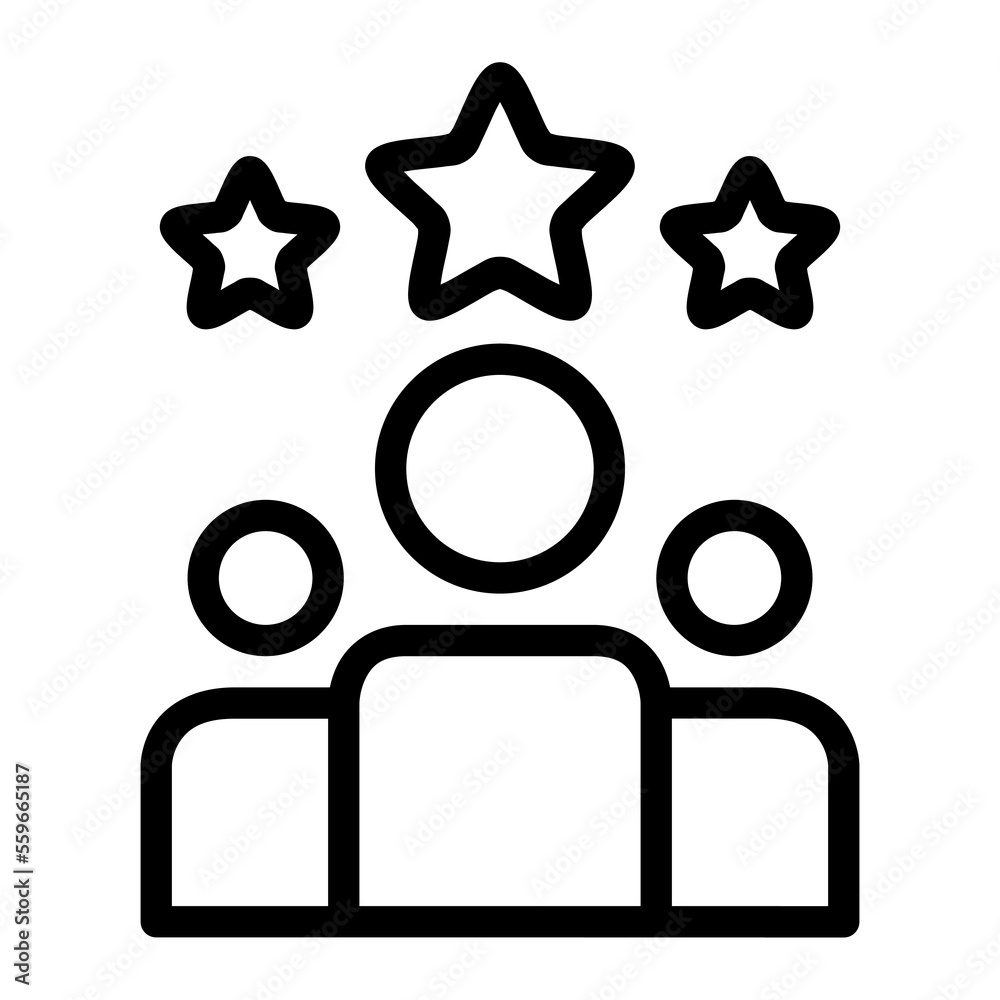 Isolated customers rating in outline icon on white background. Review, satisfaction, feedback, stars, clients, teamwork Isolated customers rating in outline icon on white background. Review, satisfaction, feedback, stars, clients, teamwork