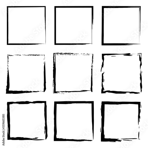 brush squares. Ink paint brush stain square. Grunge texture. Vector illustration. stock image.