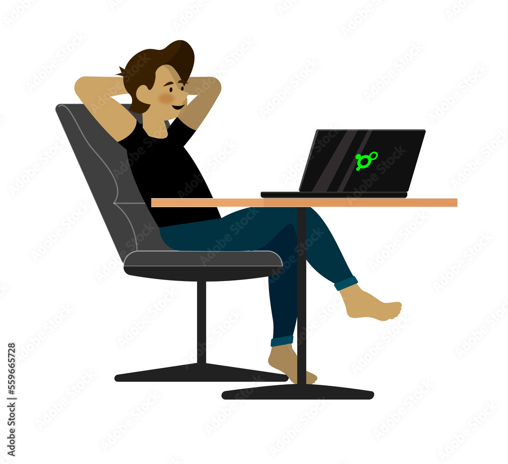 person working on laptop relaxed person working on laptop relaxed