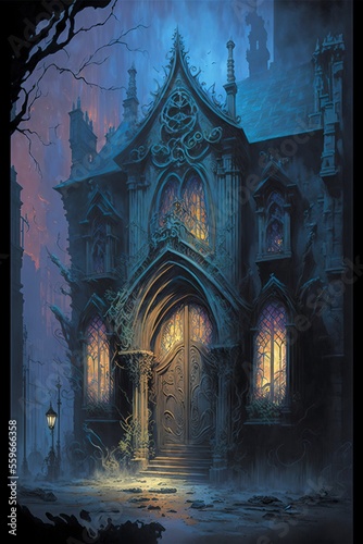 Ancient gothic mystical castle