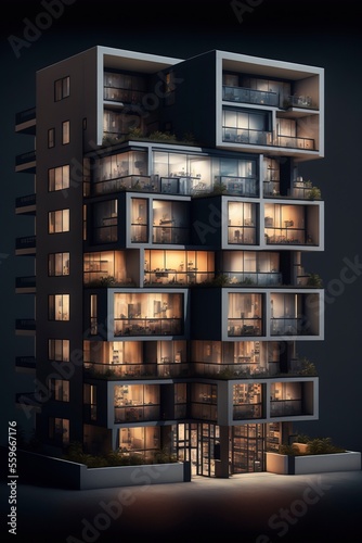 Contemporary apartment building, modern architecture