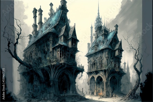 Ancient gothic mystical castle