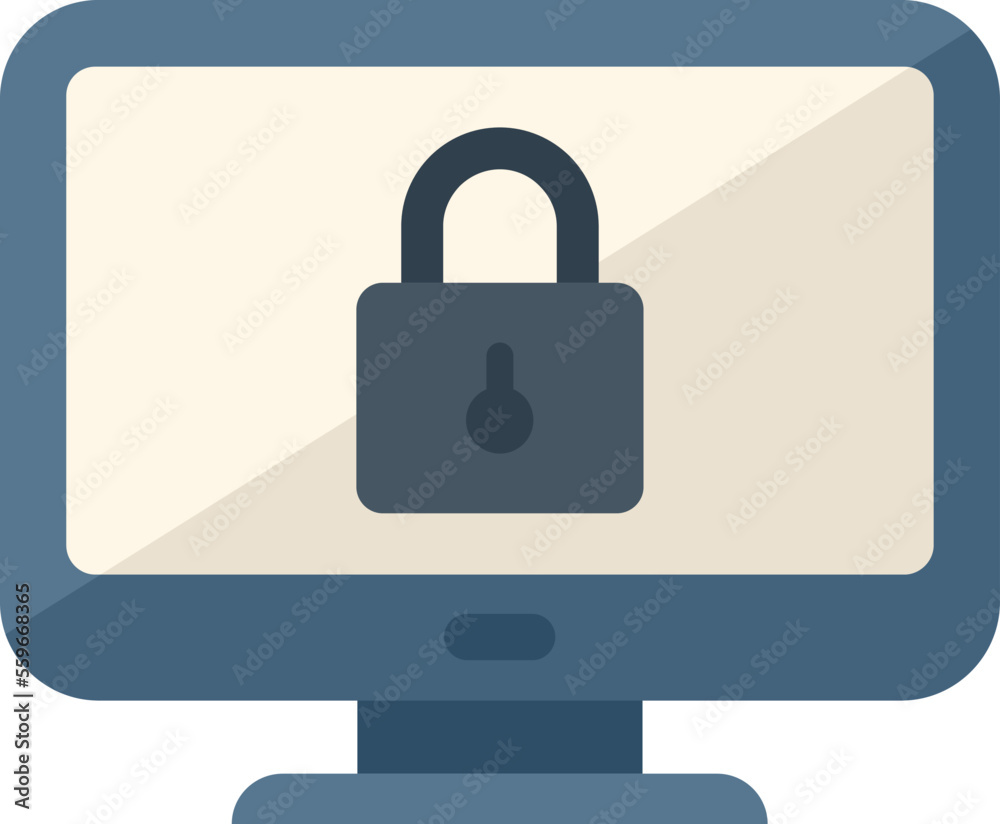 Monitor safe icon flat vector. Data privacy. Secure policy isolated Monitor safe icon flat vector. Data privacy. Secure policy isolated