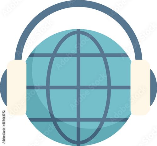 Global help icon flat vector. Office service. Personal desk isolated