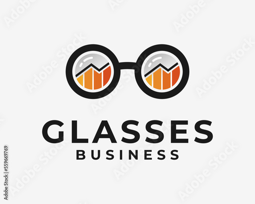 Glasses Eyeglasses Spectacles Eyewear Analysis Chart Analytics Graph Statistics Vector Logo Design