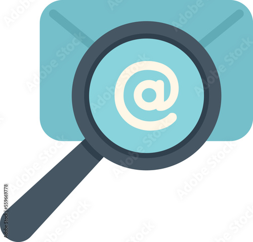 Search mail icon flat vector. Phone help. Personal desk isolated
