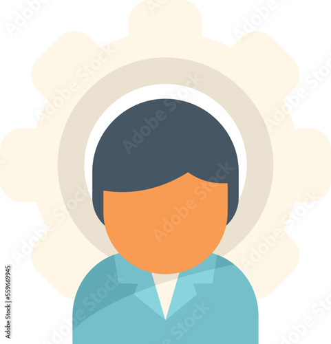 Gear support icon flat vector. Office service. Online call isolated