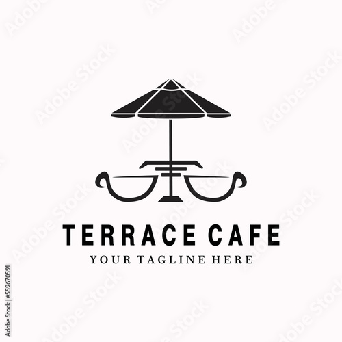 terrace cafe logo vector illustration design , minimalist icon template