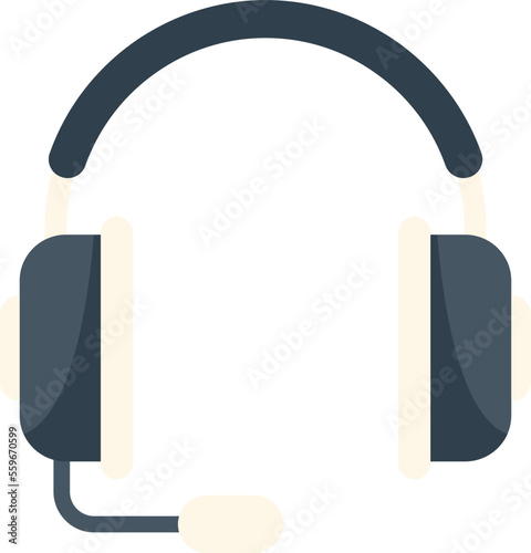 Headset support icon flat vector. Office service. Help phone isolated