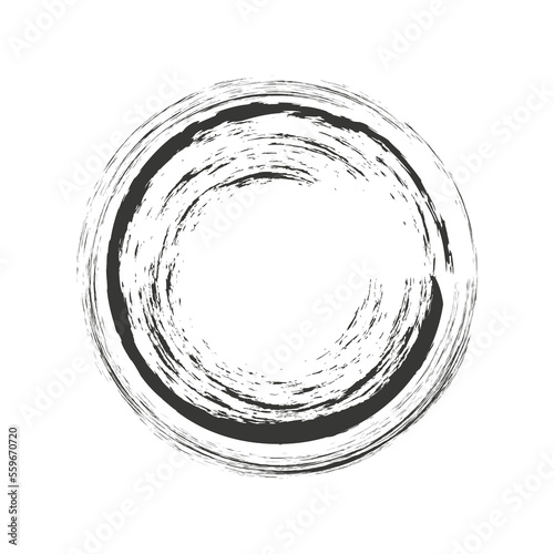 black brush circle. Abstract texture. Vector illustration.