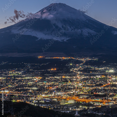 静岡県 御殿場の富士山と夜景 / Fuji and night view of Gotemba photo
