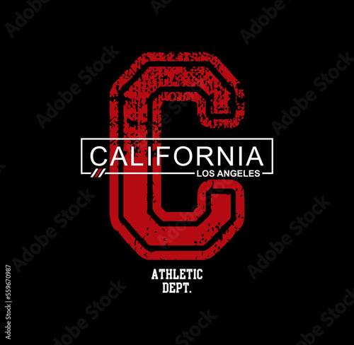 Vintage varsity college Los Angeles city print with California state slogan for graphic tee t shirt or sweatshirt - Vector.