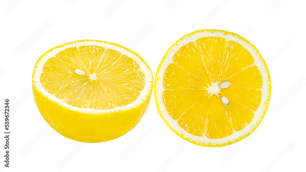 sliced lemon isolated on transparent png