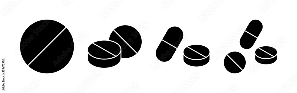 Pills icon vector for web and mobile app. capsule icon. Drug sign and symbol Pills icon vector for web and mobile app. capsule icon. Drug sign and symbol
