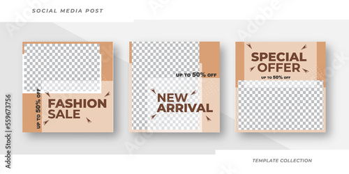 Creative Fashion sale promo social media post template design banner