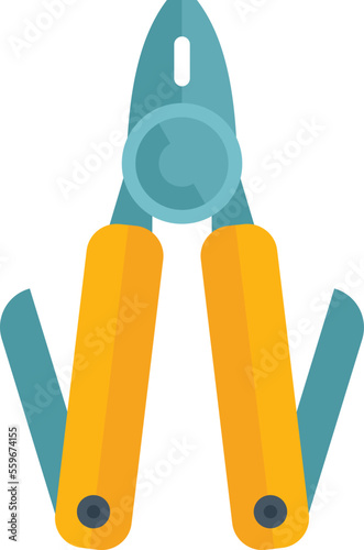 Multipurpose tool icon flat vector. Knife multitool. Army pocket isolated