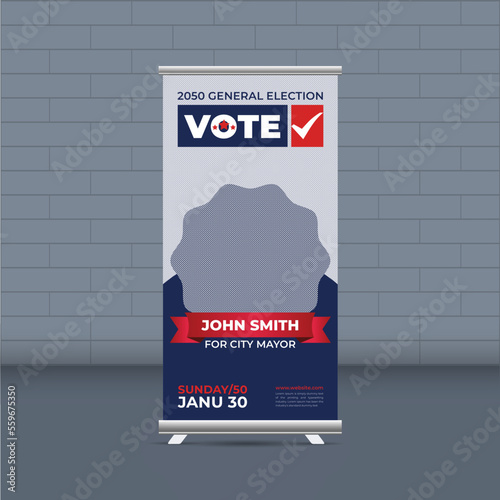 Election  campaign rollup template of political election voting publicity banner design 