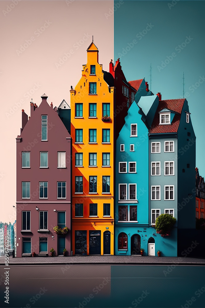 minimalism, colorful Europe 