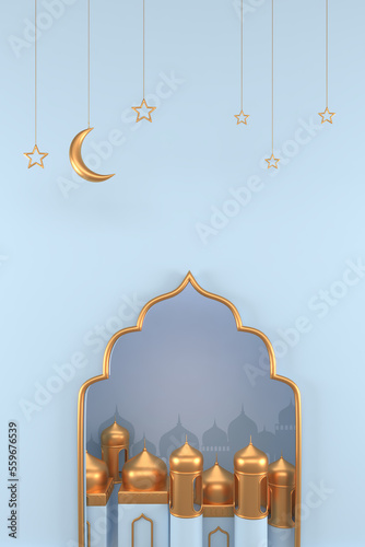 Ramadan Kareem Greeting Background Islamic 3d illustration design