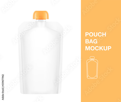 Pouch bag mockup. Front view. Vector illustration isolated on white background. Ready and simple to use for your design. EPS10.