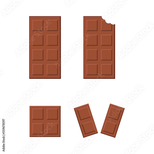 Chocolate bar vector flat design collection. flat style chocolate ball design icon