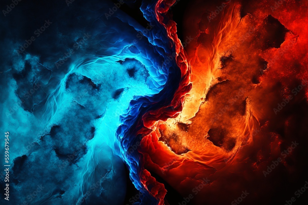 The contrast between fire and ice - desktop background - Yin Yang ...