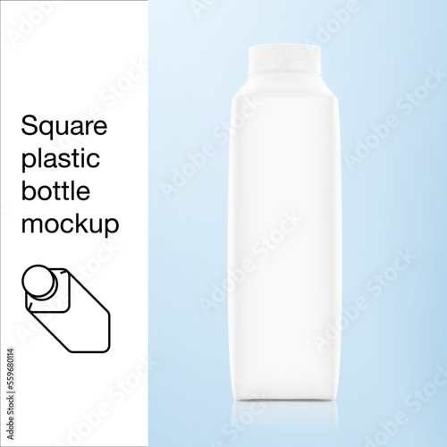 Square plastic bottle mockup. Vector illustration. Ready and simple to use for your design. EPS10.