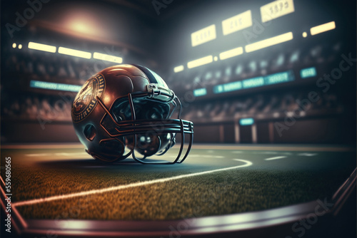 American football helmet in a super bowl game, generative ai © Rawf8