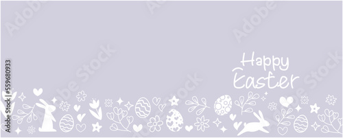 Happy easter elements pattern. Happy easter background decoration with eggs, bunnies, flower and heart symbols. Easter concept background for Happy easter event, promotion graphic design.