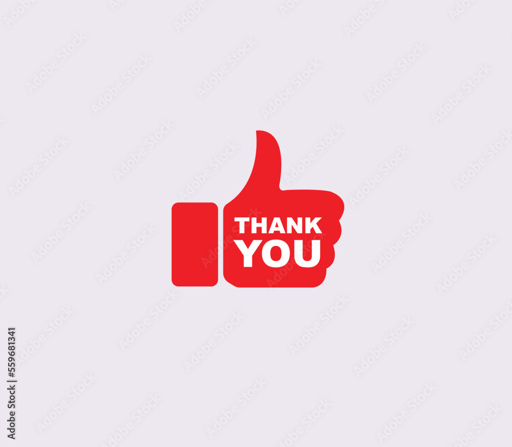 Thank You Day Concept. Vector Thumbs up and Thank You Text.